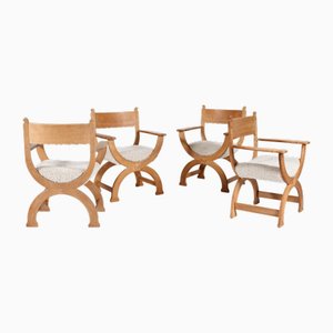 Danish Oak and Sheepskin Kurul Chairs by Henning Kjærnulf for EG Møbler, 1970s, Set of 4