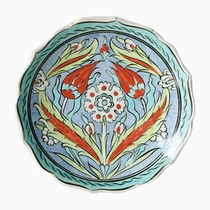 Piatto decorativo in terracotta dipinto a mano di İkbal Çini, anni '30