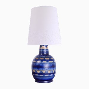 Danish Blue Ceramic Vase Lamp from Winthers Keramik, Denmark, 1950s