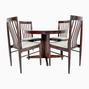 Tavolo da pranzo Mid-Century moderno con sedie di HW Klein per Bramin, Danimarca, anni '60, set di 6