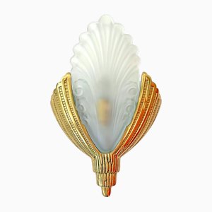 Art Deco Wall Sconce by Marcel Hudry and Val Saint Lambert, 1920s
