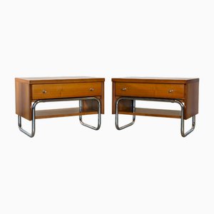 Vintage Wooden and Steel Bedside Tables, 1960s, Set of 2