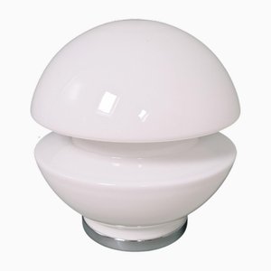 Weiße Space Age Tischlampe aus Opalglas & Chrom Metall, 1970er