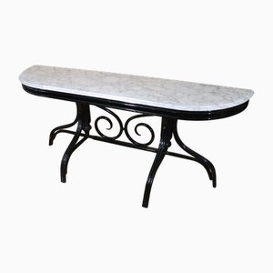 Consolle vintage curva in legno, anni '60