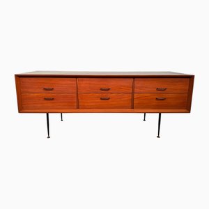 Italienische Vintage Kommode aus Teak mit Metallfüßen, 1950er