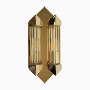 Wall Lamp in Gold with Crystal Cylinders from Honsel, 1980s