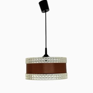 Vintage Pendant Lamp with Brown Ring, 1970s