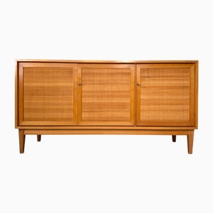 Enfilade Mid-Century en Merisier avec Façade Tissée, Allemagne de l'Ouest, 1965