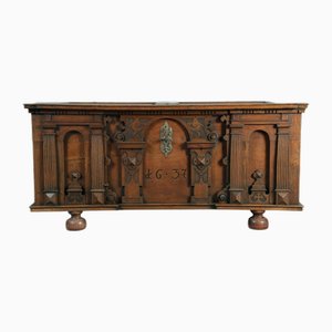 Antique Baroque Chest in Oak, 1637