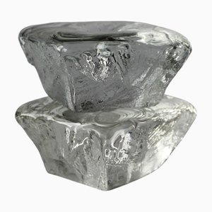 Vintage Swedish Ice Cube Candleholders by Göte Augustsson for Ruda Glassware, 1970, Set of 2