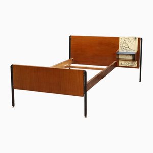 Bed with Wall-Mounted Nightstand, 1960s