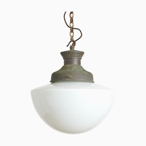 Antique Opaline Glass Church Pendant Light from Maxlume, 1940s