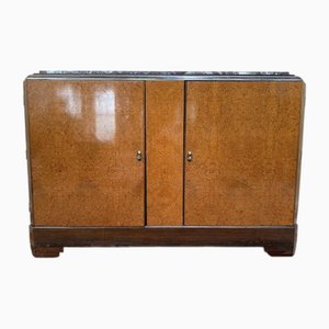 Art Deco Style Sideboard in Amboyna Burl and Marble