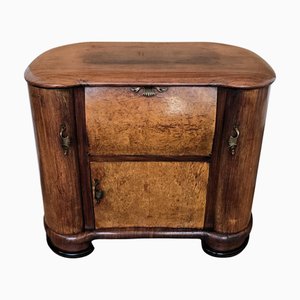 Vintage Art Deco Italian Walnut Burl and Mirror Mosaic Dry Bar Cabinet by Paolo Buffa, 1950s