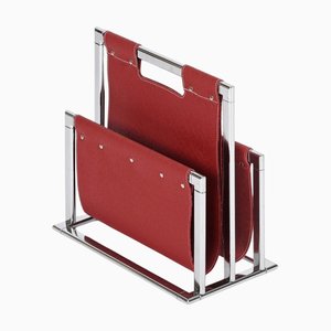 Moderner italienischer Mid-Century Zeitschriftenständer aus Chrom von Milo Baughman, 1970er