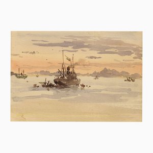 Conrad H.R. Carelli, Sunset, Ana Sagar Lake, Ajmer, India, 1908, Watercolour