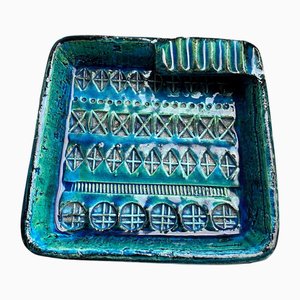 Italian Square Teal Ashtray by Aldo Londi for Bitossi