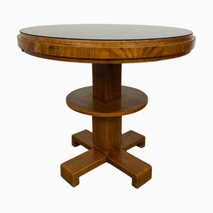 Art Deco Card Table with Black Glass Top, 1930s