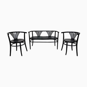 Black Secession Seating Group attributed to Fischel, 1890s, Set of 3