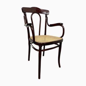 Sedia da ufficio con seduta in vimini di Thonet, fine XIX secolo