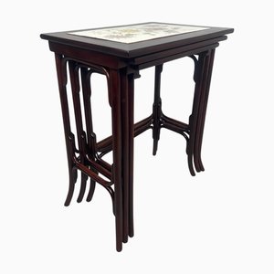 Satztische aus Bugholz mit Keramikplatte von Thonet, 1890er, 3er Set