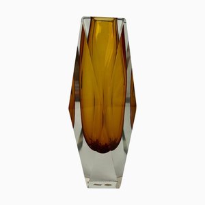 Yellow Art Glass Vase by Flavio Poli for Murano, 1950s