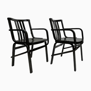 Moderne Schwarze Mid-Century Armlehnstühle von Thonet, 1950er