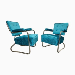 Set of Vintage Bauhaus Armchairs in Chrome, 1930s