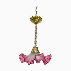 Red Jugendstil Hanging Lamp, 1890s