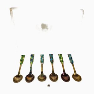 George Jensen zugeschriebene Harlekin Silberlöffel, 1950er, 6er Set