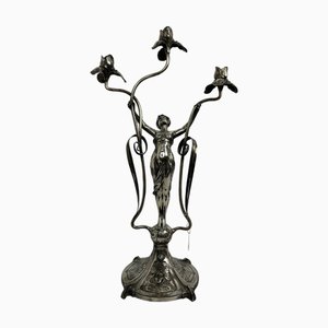 Large Figural Candlestick with Nymph Femme Fatale from Wmf, 1890s