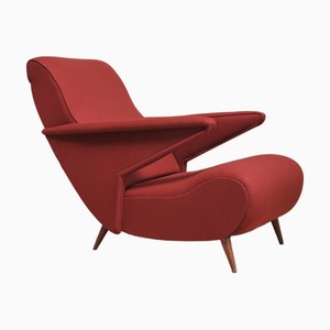 Dedar Wool and Walnut Reclining Armchair from Angelo Banfi, Italy, 1944