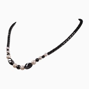 Collier en Hématite et Quartz avec Breloques Vintage, 1980s