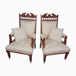 Fauteuils Castor Vintage avec Tapisserie Florale, 1980s, Set de 2