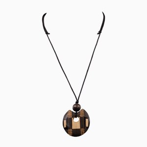 Wooden Costume Jewelry Pendant, 1980s