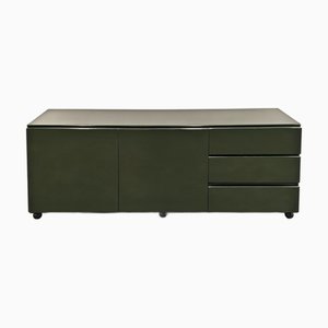 Vintage English Space Age Green Lacquered Sideboard, 1970s