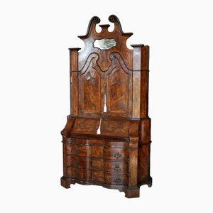 Italian Walnut and Burl Walnut Lombard Trumeau, Northern Italy, 19th Century