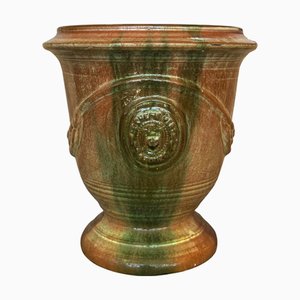 Jardiniere in ceramica smaltata verde, Spagna, fine XIX secolo