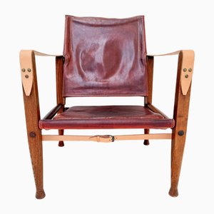Vintage KK47000 Safari Chair in Leather by Kaare Klint for Rud Rasmussen, Denmark, 1930s
