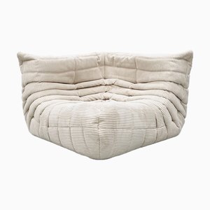Siège d'Angle Togo en Velours Côtelé Beige attribué à Michel Ducaroy pour Ligne Roset, 1970s