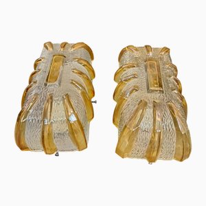 Vintage Glas Wandlampen, 1970er, 2er Set