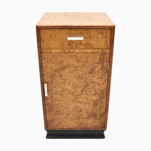 Table de Chevet Art Déco en Loupe d'Orme et Noyer, 1930s