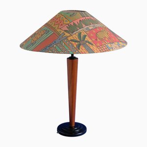 Lampada da tavolo vintage con base in teak di Ikea, anni '90