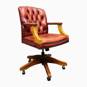 English Chesterfield Desk Chair in Red