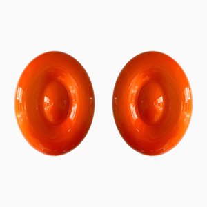 Italienische Candy Wandleuchten aus orangefarbenem Muranoglas von Vistosi, 2000er, 2er Set