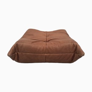 Pouf Togo en Cuir Cognac Neck attribué à Michel Ducaroy pour Ligne Roset