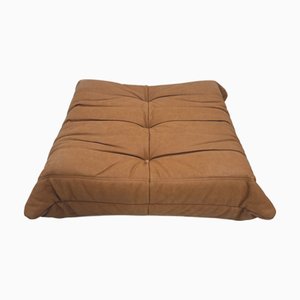 Pouf Togo in pelle marrone, Francia, attribuito a Michel Ducaroy per Ligne Roset