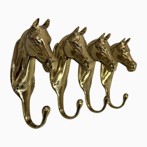 Brass Horse Coat Hooks, 1960s, Set of 4