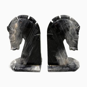 Marble Horse Head Bookends, 1960s, Set of 2