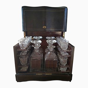 Napoleon III Liqueur Cellar with Glasses and Bottles, Set of 18